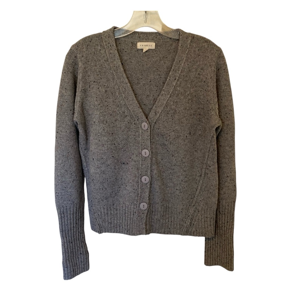 Gray V-Neck Button-Up Sweater